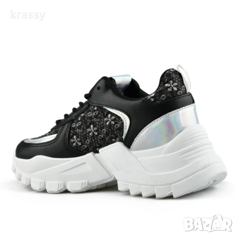 НОВИ страхотни големи дамски маратонки с висока подметка (номер 39), снимка 3 - Маратонки - 52510723