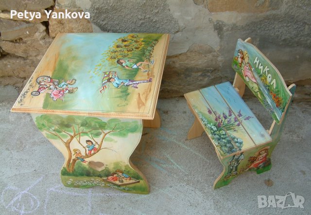 рисувана маса и стол, снимка 10 - Мебели за детската стая - 33753857