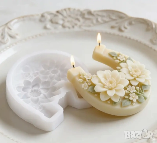 Молд конска подкова с цветя , снимка 6 - Форми - 53521886