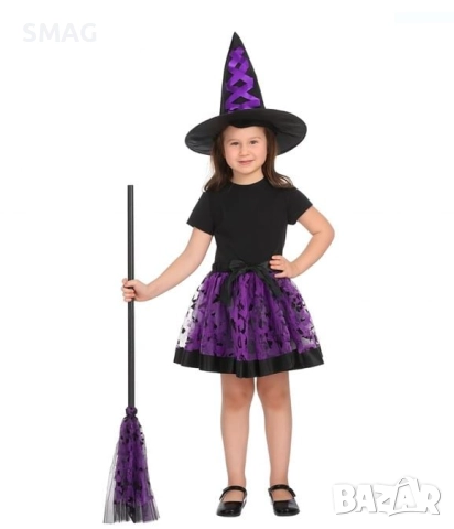Halloween / Хелоуин комплект вещица с пола ту-ту, шапка и метла_1255546
