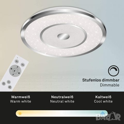 BRILONER Leuchten - LED плафониера, лампа за баня, лампа за баня със звездна декорация, димируема, снимка 3 - Лампи за баня - 39966163