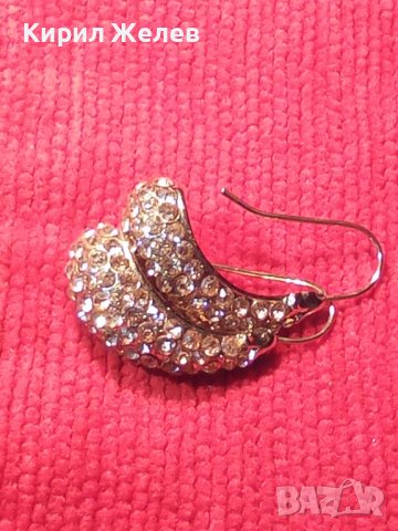 МНОГО КРАСИВИ ПОЗЛАТЕНИ ОБЕЦИ с ФАСЕТИРАНИ БЛЕСТЯЩИ КРИСТАЛЧЕТА 31373, снимка 2 - Обеци - 38066994