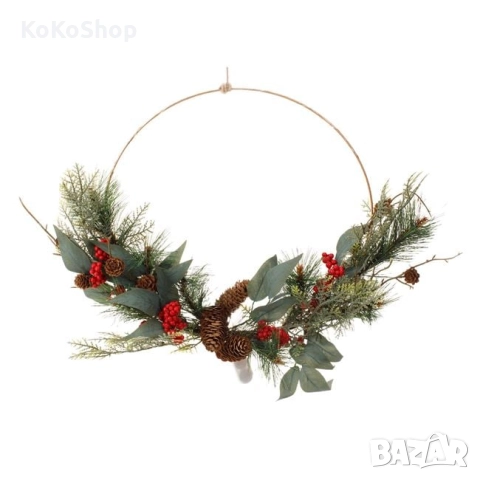 Коледен венец-40 см./светещ коледен венец/коледен венец с LED светлини, снимка 2 - Декорация за дома - 52100304