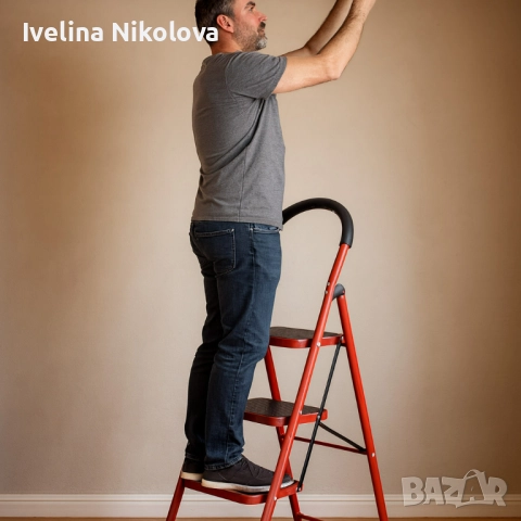 Лека сгъваема стълба – 3 Стъпала, до 150 кг, супер компактно прибиране, снимка 5 - Други стоки за дома - 52734991