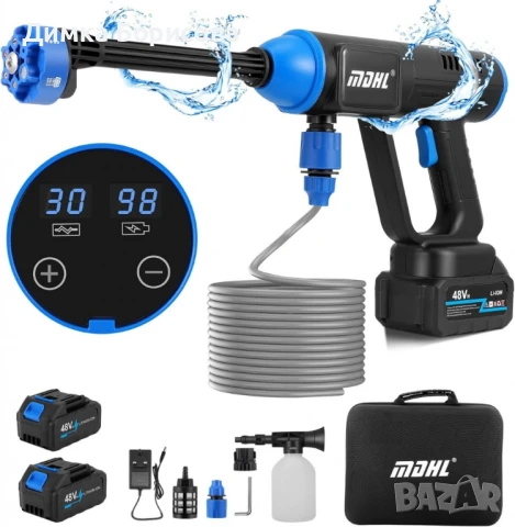 Акумулаторна водоструйка 48V – Пистолет за миене с LCD дисплей и 6 режима, снимка 2 - Други инструменти - 50419217