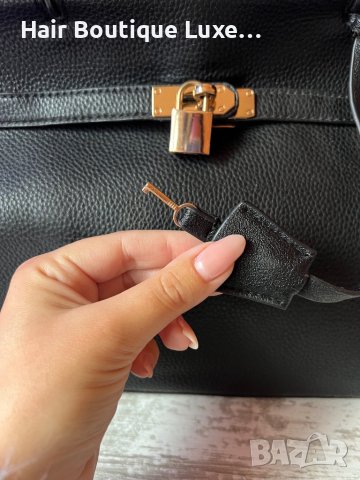 Birkin Hermes Черна стилна чанта с катинар и ключ 🖤, снимка 4 - Чанти - 43886778