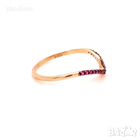 Златен дамски пръстен 0,91гр. 14кр. проба:585 размер:55 модел:36928-1, снимка 2 - Пръстени - 53383707