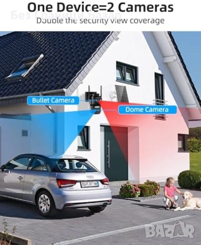 Нова 2K соларна безжична външна камера с 360° завъртане и нощно виждане, снимка 4 - Други - 51898318