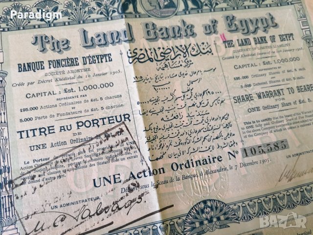 Акция | The Land Bank of Egypt | 1905г.