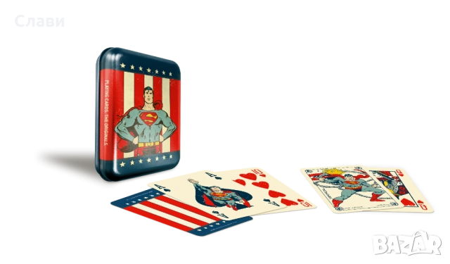 Карти за игра Joker, Batman, Superman, HarleyQuinn  Vintage метална кутия, снимка 3 - Фен артикули - 35275224