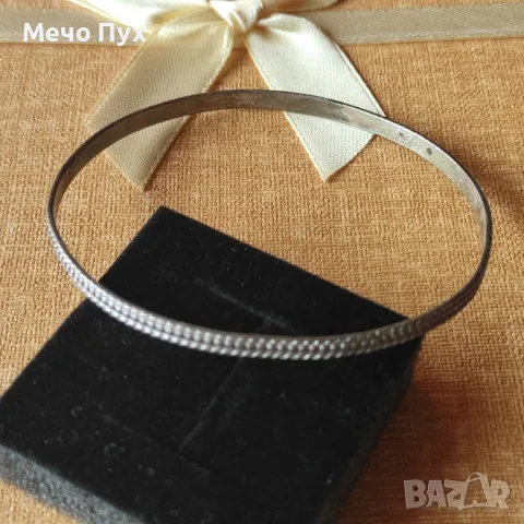 Стара сребърна твърда гривна (311), снимка 2 - Гривни - 49843573