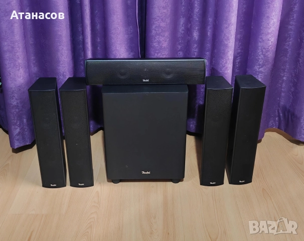Teufel Columa 300 Easy 5.1-Set S тонколони и активен субуфер с кабели за домашно кино и музика 