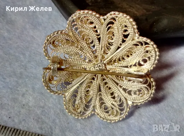 ПРЕКРАСНА СТАРА ФИЛИГРАННА СРЕБЪРНА БРОШКА ЦВЕТЕ СРЕБРО 900 НЕЖНА РЪЧНА МАЙСТОРСКА ИЗРАБОТКА 47964, снимка 12 - Антикварни и старинни предмети - 48476769
