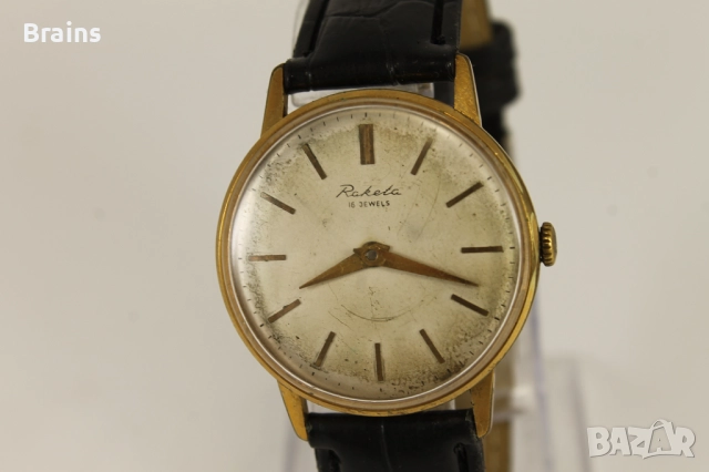 1960's Стар Руски Ръчен Позлатен Часовник Ракета 2601, снимка 3 - Антикварни и старинни предмети - 51631074