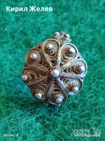Сребърен Възрожденски стил пръстен филигранна изработка с гранулация 52779