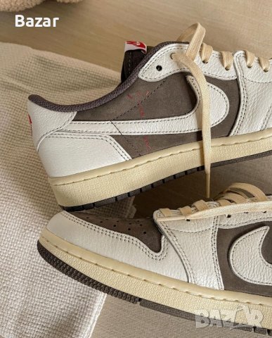 Nike Air Jordan 1 Low Travis Scott Mocha Нови Оригинални Обувки Размер 44 Мъжки Маратонки, снимка 6 - Маратонки - 43662051