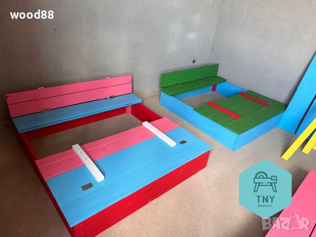 Детски пясъчник с пейки и капак, снимка 11 - Градински мебели, декорация  - 28644185