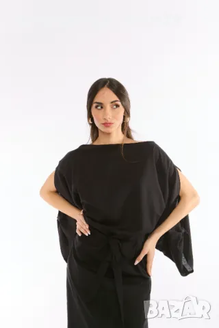 Ленена Рокля Melani - Черна, снимка 4 - Рокли - 49478589