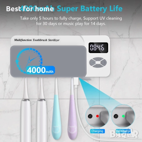 Държач за четка за зъби с UV почистване, снимка 4 - Други стоки за дома - 51585820