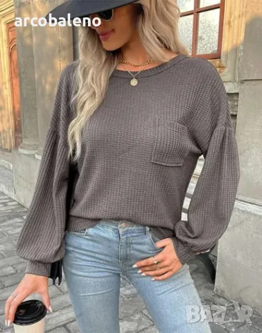 Дамски плетен пуловер с изрязан отворен гръб с дълги ръкави, 10цвята , снимка 11 - Блузи с дълъг ръкав и пуловери - 48299208