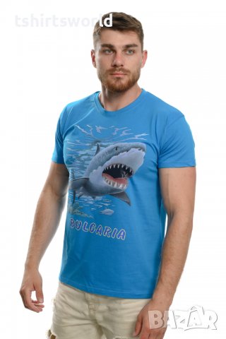 Нова мъжка тениска с трансферен печат Акула, България, снимка 3 - Тениски - 37669965