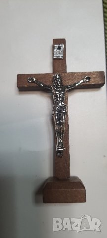 дълвен кръст със сребриста инкрустация на Исус, снимка 2 - Друга електроника - 24849372
