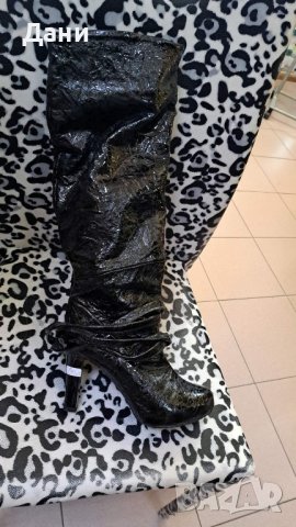 Дамски чизми,естествена кожа с лаково покритие, снимка 1 - Дамски ботуши - 27119312