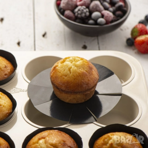 Подложки за мъфини 12бр. NoStik, 5см.,  до 260°, черен, в плик, снимка 6 - Други - 52112886