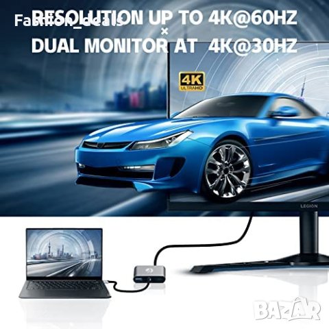 Нов USB C към двоен HDMI адаптер Хъб лаптоп MacBook Pro/Air iPad Pro, снимка 3 - Други - 40257069
