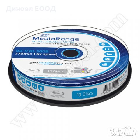 Оптичен диск BD-R PRINTABLE MediaRange DL 50GB 6X опак. 10бр.