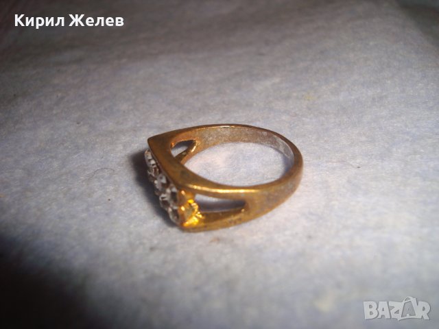 СТАР БРОНЗОВ ЗЛАТИСТ АРИСТОКРАТИЧЕН АРТ ДЕКО СТИЛ ПРЪСТЕН с ЦИРКОНИ 24926, снимка 9 - Пръстени - 37473060