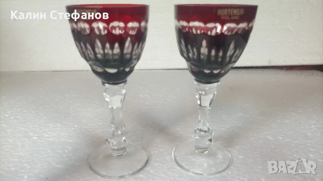 Червен кристал, ракиен комплект от 6 бр, Полша, снимка 11 - Чаши - 50414123