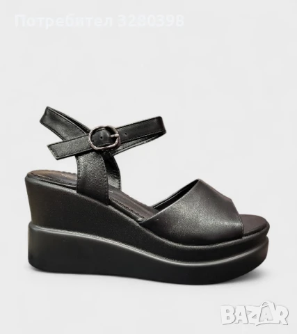 Дамски черни сандали на висока платформа – стабилна и елегантна визия Модел 704 black, снимка 2 - Сандали - 51001242