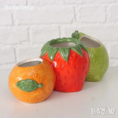 Ваза "Плодове"-22.5х9х8 см./ваза лимони,портокал,ягода/керамична ваза