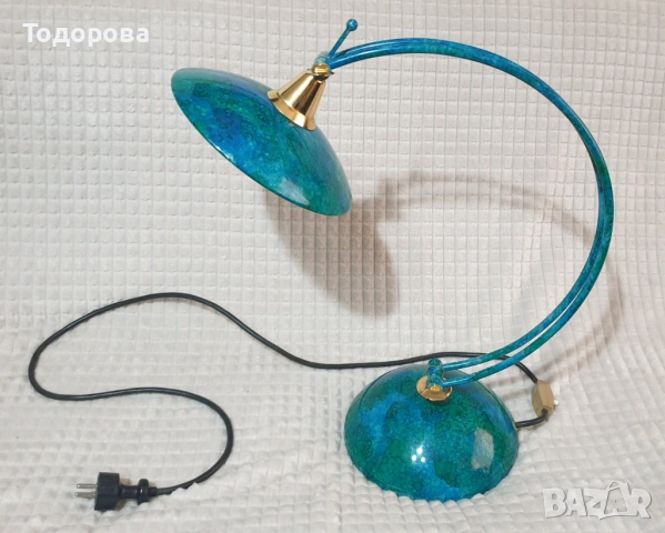 Настолна нощна лампа с тюркоазено - зелен цвят