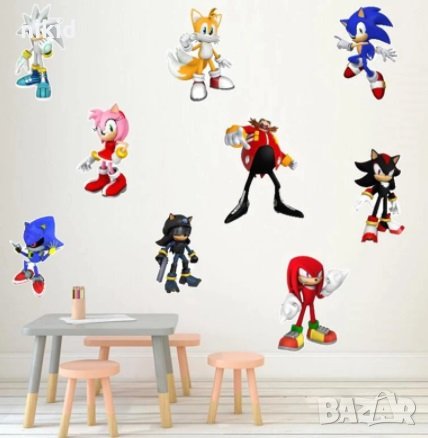 Соник Sonic самозалепващ стикер лепенка за стена и мебел детска стая, снимка 2 - Други - 32481140