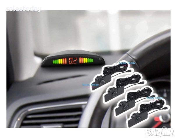 Парктроник за кола със Зумер, черни/ сиви сензори/ датчици и ЗУМЕР.