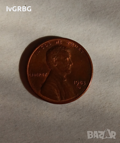 1 цент САЩ 1983 1 цент 1983 Американска монета Линкълн , снимка 4 - Нумизматика и бонистика - 44896139