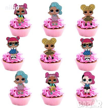 24 бр Кукла LOL L.O.L ЛОЛ Surprise кукли къси остри картонени топери за мъфини кексчета парти рожден