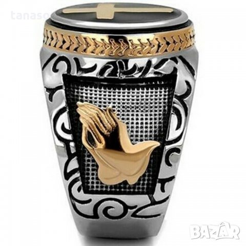 Красив мъжки пръстен Готика, кръст, снимка 4 - Пръстени - 28720074