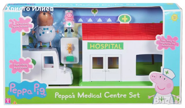 Пепа Пиг Peppa Pig Болница Медицински център Комплект с 2 фигури линейка и аксесоари Оригинален, снимка 6 - Образователни игри - 43481695