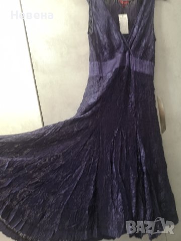 Нова Лилава Рокля естествена коприна, размер M-L, Monsoon, снимка 3 - Рокли - 40655503