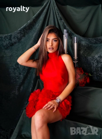 Официална Червена Дамска Рокля , снимка 4 - Рокли - 52884890