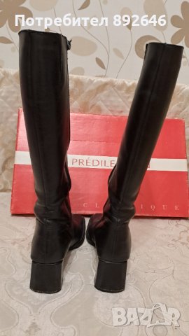 Черни дамски ботуши високи 38 номер естествена кожа, снимка 2 - Дамски ботуши - 43675427