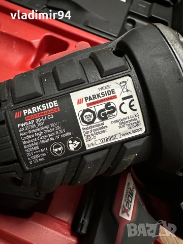 Parkside pwsap 20-li c3 безчетков ъглошлайф, снимка 7 - Ъглошлайфи - 52620701