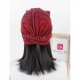 Тюрбан за коса с пандела и орнаменти в червено, снимка 4