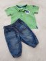 Дънки и тениска с яка за бебе момче 3-6 месеца, снимка 3