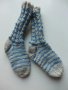 плетени чорапи синьо/сиво, ходило 13, конч 18, снимка 1 - Чорапи - 39295230