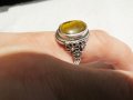 Стар пръстен  с флорални елементи - филигран и голям камък тигрово око - красота за ценител