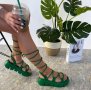 Равни сандали - зелена кожа - GL70, снимка 1 - Сандали - 40695081